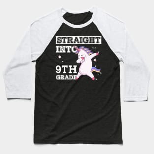 Straight Outta 9th Grade Unicorn Back To School Gift Baseball T-Shirt